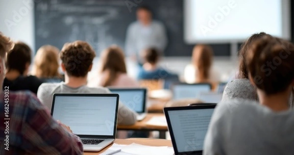 Obraz Students Using Laptops in a University Lecture Hall