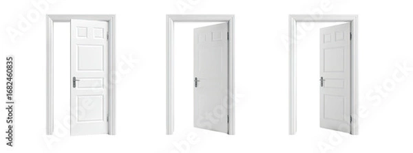 Fototapeta Three white doors, each slightly different angles