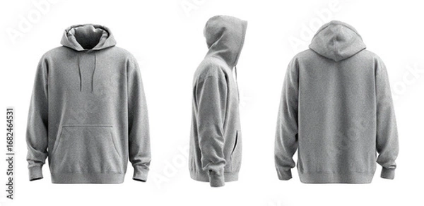 Obraz Gray hoodie, three-view mockup (2)