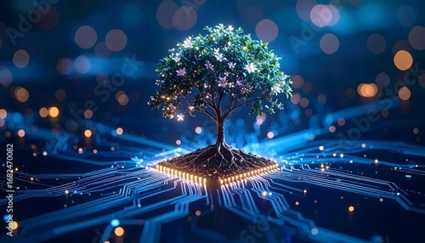 Fototapeta tree blooming in a shining circuit