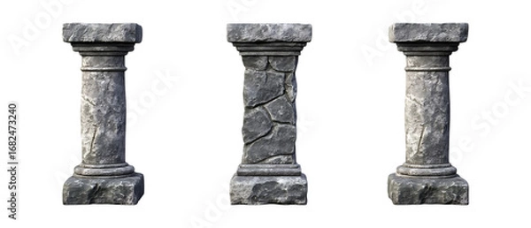 Fototapeta Pack Collection Three Stone Pillars Architectural Design Elements set against transparent background