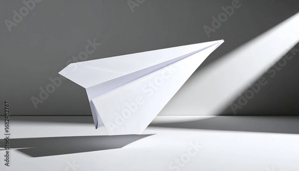 Fototapeta Paper Airplane in Flight A Symbol of Freedom and Imagination in a Beam of Light