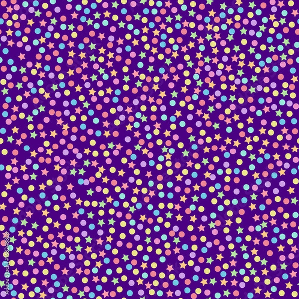 Obraz Seamless vector pattern and background with colorful circles and stars