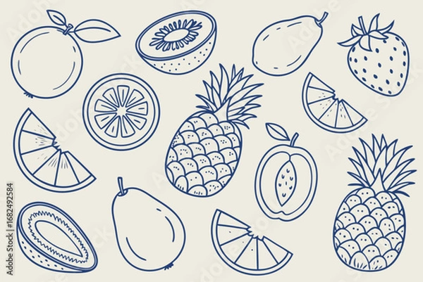 Obraz Hand drawn doodle elements with crown and hearts star