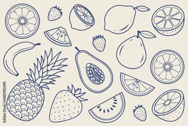 Obraz Doodle Icons with Arrows and Crowns hand drawn star