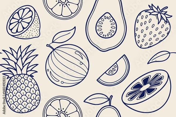 Fototapeta Assorted Hand Drawn Doodle Icons With Arrows And Hearts