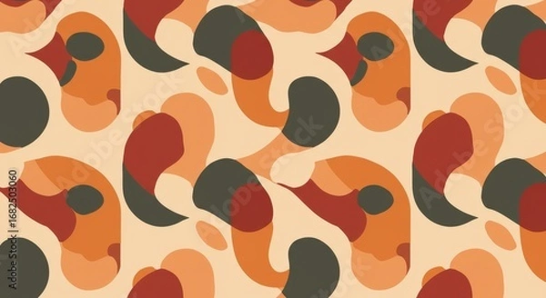 Fototapeta Abstract Organic Shapes Seamless Pattern in Earth Tones.