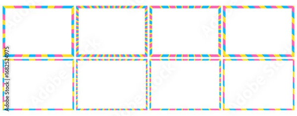 Fototapeta ストライプ柄のフレームのセット、縞模様、背景