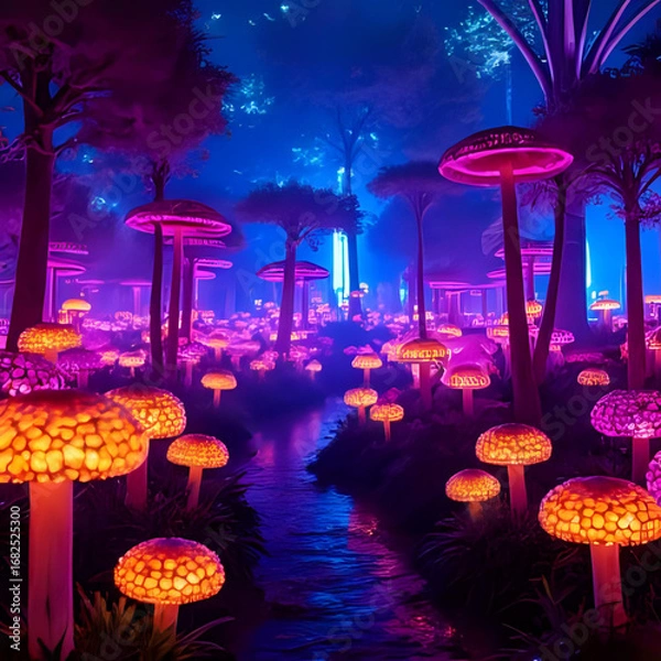 Obraz mushroom river glow
