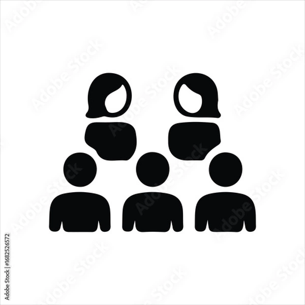 Fototapeta Group of five people icon in a staggered formation team gathering