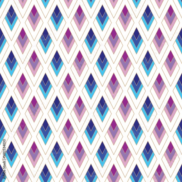 Fototapeta Vector illustration. Geometric Blue and purple color diamonds seamless repeat pattern. Best for backgrounds, wallpapers and nursery decors.
