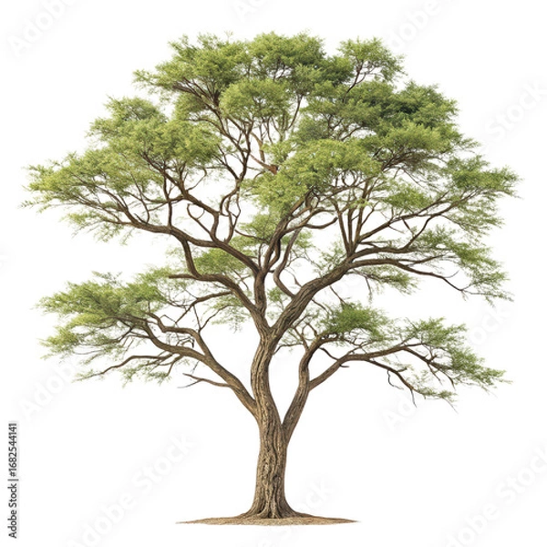 Fototapeta Honey locust mesquite tree isolated on transparent background 3D render PNG tree illustration PNG realistic tree model PNG nature scene PNG botanical render PNG tree design PNG desert plant image