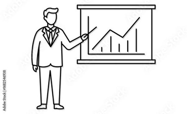 Fototapeta 売上推移を指し示すプレゼンテーション場面