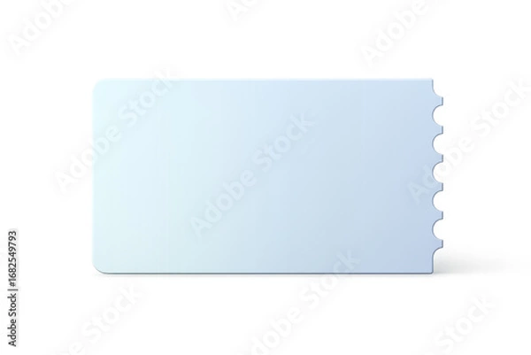 Fototapeta Pastel blue gradient ticket mockup with perforated edge, clean minimalist style, isolated on transparent background, suitable for event, admission, or invitation design