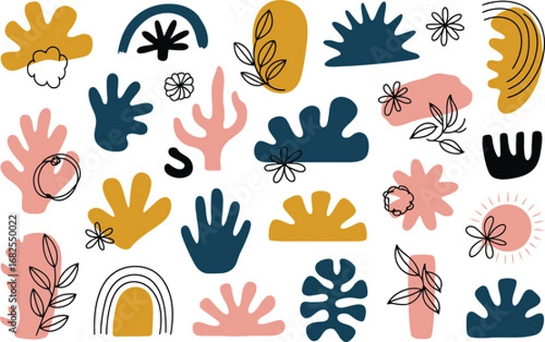 Obraz Vibrant Abstract Shapes Colorful Botanical  Geometric Elements