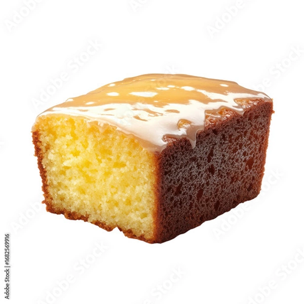 Fototapeta Delicious slice of pound cake with a sweet glaze showcasing its moist texture and tempting flavor perfect for dessert lovers on transparent background