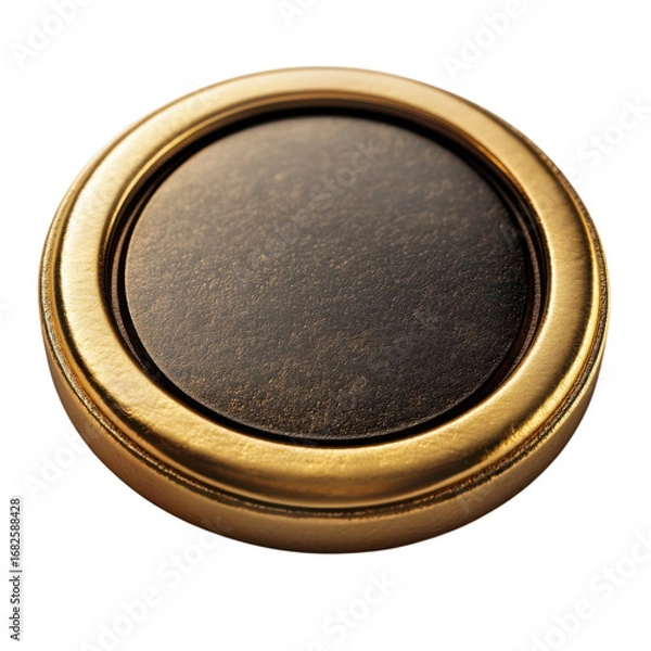 Fototapeta Elegant golden round frame with a dark center showcasing luxury and sophistication perfect for design elements and presentations on transparent background