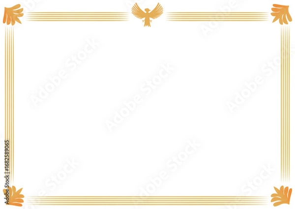 Fototapeta 鳳凰のイラスト付き横向きシンプルな賞状枠の素材