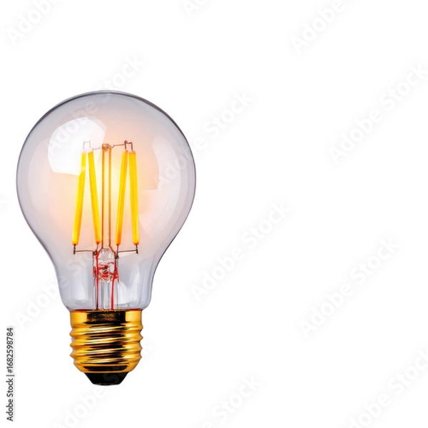Obraz Vintage filament light bulb glowing in a dark background showcasing warm tones and intricate design elements