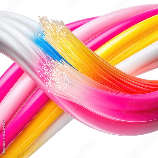 Obraz Vibrant Abstract Colorful Wavy Lines with Light Effects on a Dark Background for Modern Design Concepts