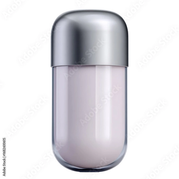 Obraz Elegant and Modern Cosmetic Bottle with Silver Cap for Skincare or Beauty Products in Minimalist Style
