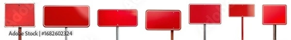 Fototapeta Multiple empty red road sign with a border are standing on transparent background