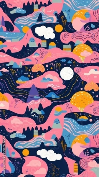 Fototapeta Vibrant planet pattern abstract graphics art.