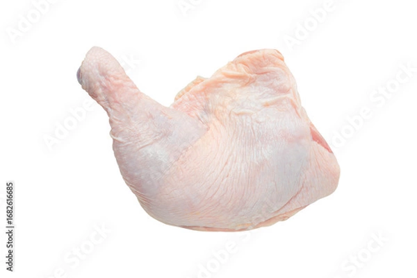 Fototapeta Raw chicken thigh with bone isolated on a transparent background