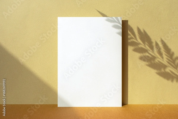 Fototapeta 가을색감 배경과 식물그림자와 카드 목업