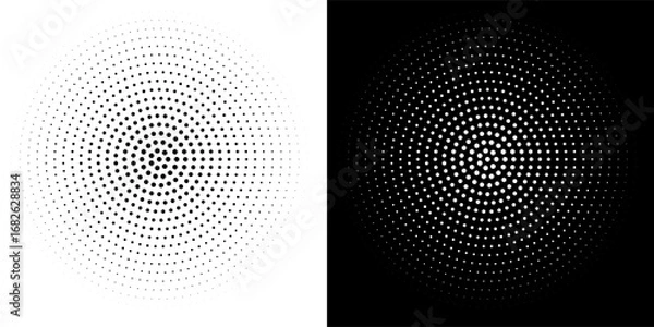 Fototapeta Halftone gradient. Dotted gradient, smooth dots spraying and halftones dot background seamless modern arts