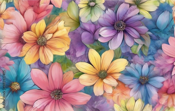 Fototapeta Beautiful close up floral composition with autumn colors a colorful bouquet showcasing orange and red flowers Flower shop and florists design idea