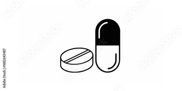 Obraz Healthcare and medicine simple vector illustration of a pill and a capsule, symbols for treatment, prescription, and medications