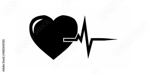 Obraz Heartbeat EKG Symbol and Rhythm Line Icon for Health and Medical Concepts