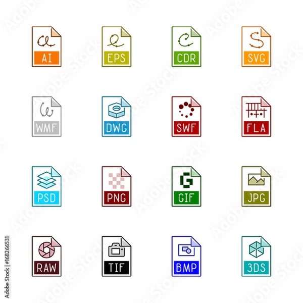Fototapeta File type icons: Graphics - Linne Color