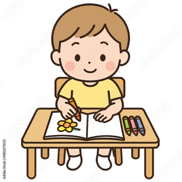 Obraz Cartoon Flat Kid Coloring Creative Activity Vector