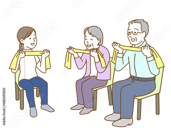 Obraz 高齢者の筋肉トレーニング　理学療法士によるセラバンドの運動指導