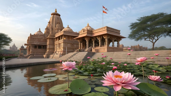 Obraz Mystical Indian Temple with Cosmic Orbits