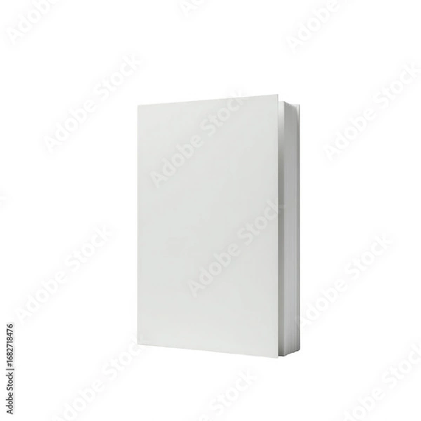 Fototapeta A blank, white book stands out against a solid black background.