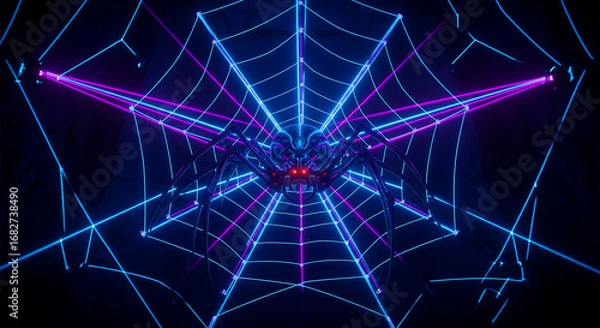 Fototapeta Neon Spiderweb Trap.