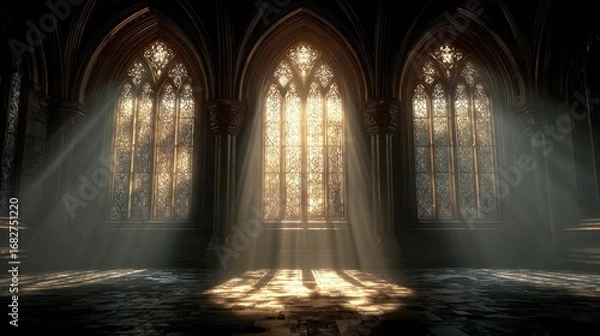 Obraz Gothic Cathedral Sunlight Through Stained Glass Windows