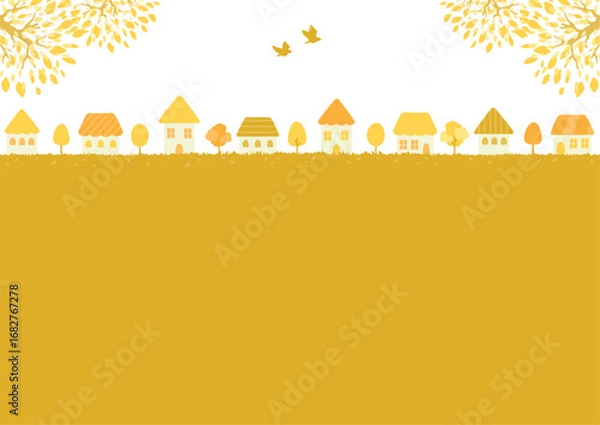 Obraz 穏やかな秋の町並みイラスト