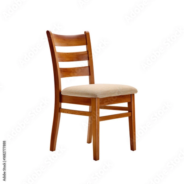 Fototapeta Elegantly crafted wooden chair featuring a minimalist design with a comfortable cushioned seat