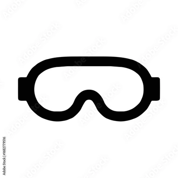 Obraz Vector art of a simple black and white icon of safety goggles for eye protection
