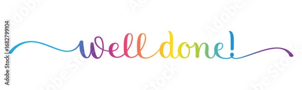 Fototapeta WELL DONE! colorful vector brush calligraphy banner