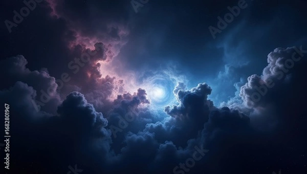 Obraz Dramatic celestial sky with swirling clouds and cosmic light