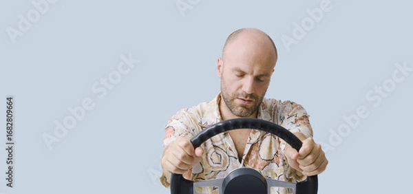Fototapeta Irresponsible driver falling asleep while driving