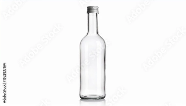 Obraz empty transparent glass bottle on white background