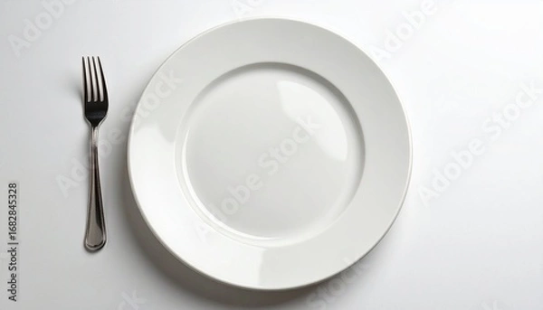 Fototapeta isolated empty plate on white background top view