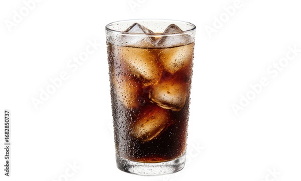 Obraz Refreshing Cold Drink with Ice Cubes and Condensation