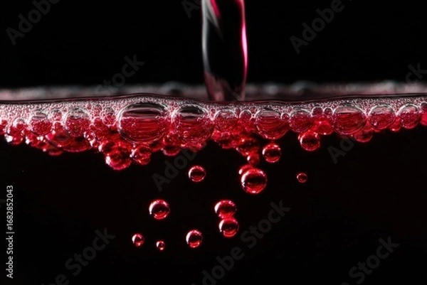 Fototapeta Red wine pouring into glass, close-up